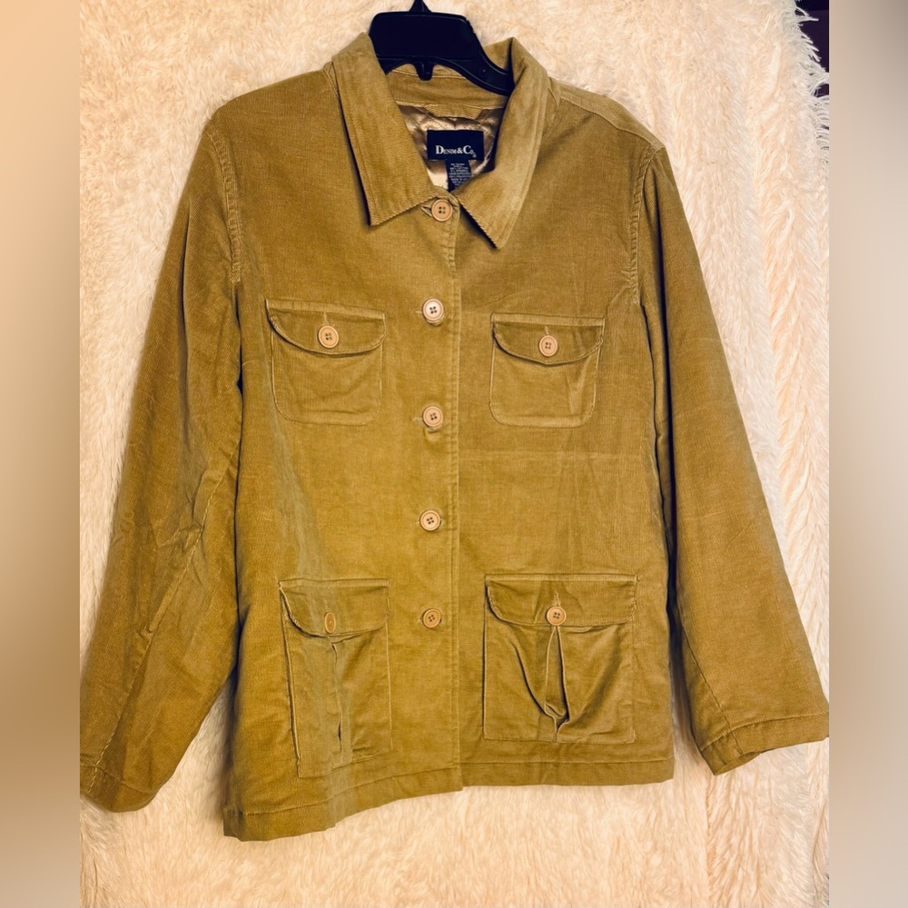 🍂 Denim & Co. Corduroy Utility Jacket – Size 1X 🍂